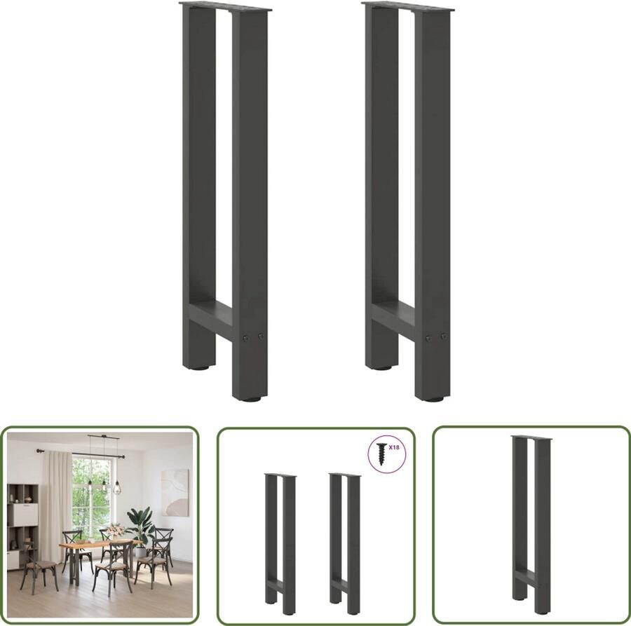 The Living Store Salontafelpoten 2 st 28x(72-73) cm staal antraciet Salontafelpoten Tafelstijlen Metalen Meubilair Industriële Decoratie Vintage Tafellampen