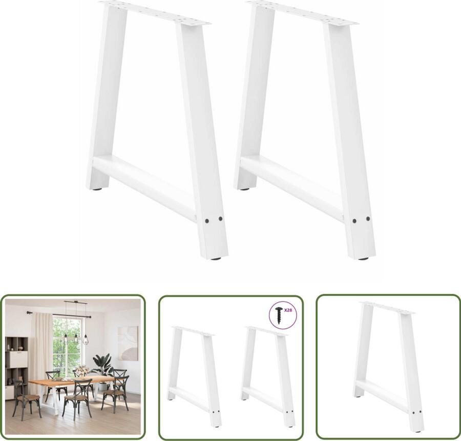 VidaXL Salontafelpoten A-vormig Wit Staal 2 stuks Salontafelpoten Tafelpoten A-vormig Metalen Tafelpoten Salontafel Onderstel