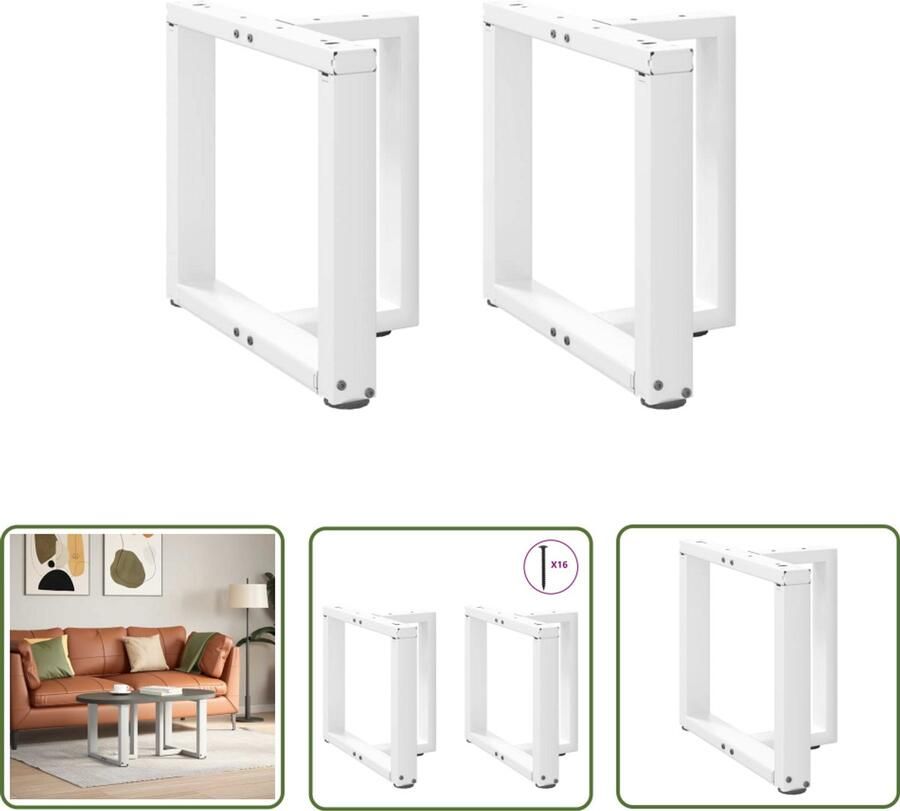 The Living Store Salontafelpoten 2 st T-vormig 50x25x(42-43) cm staal wit Salontafel Potten T-vormige Tafelpoten Houten Salontafel Onderstel Tafelpoten Wit
