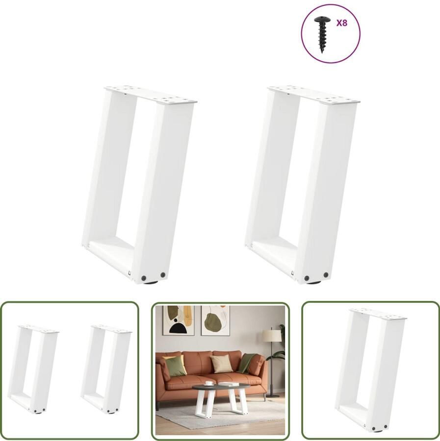 The Living Store Salontafelpoten 2 st U-vormig 28x(42-43) cm staal wit Salontafel Potten Tafelpoten Salontafel Onderstel Witte Tafelpoten Industriële Tafelpoten
