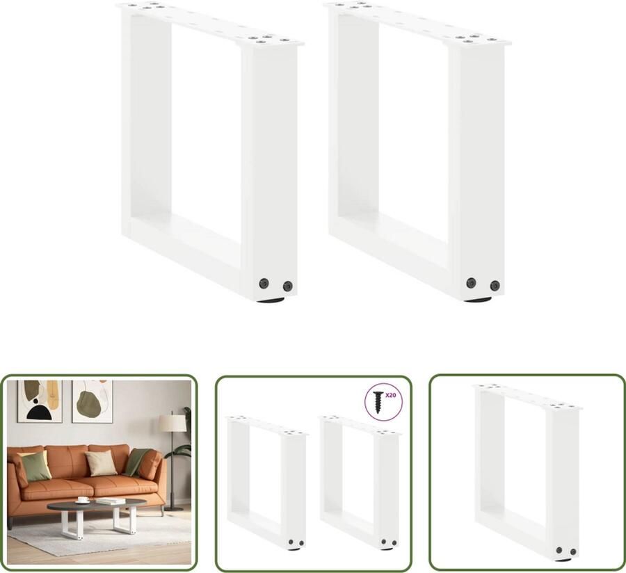 The Living Store Salontafelpoten 2 st U-vormig 40x(30-31) cm staal wit Salontafel Potten Salontafel Poten Wit Tafelpoten U-vormig Staal Tafelpoten Meubilair Accessoires