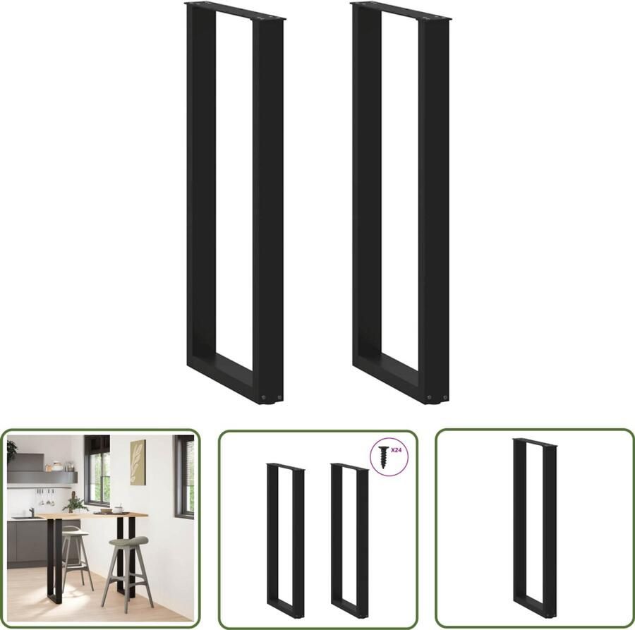 The Living Store Salontafelpoten 2 st U-vormig 50x(110-111) cm staal zwart Salontafelpoten U-vormige Poten Metalen Tafelpoten Salontafel Onderstel Tafelvoet