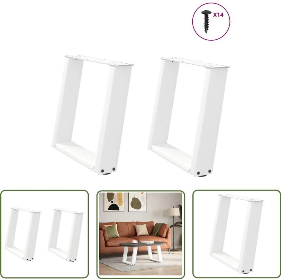 The Living Store Salontafelpoten 2 st U-vormig 50x(42-43) cm staal wit Salontafel Potten Salontafel Poten Wit Tafelpoten Staal Tafelpoten U-vormig Meubilair Accessoires