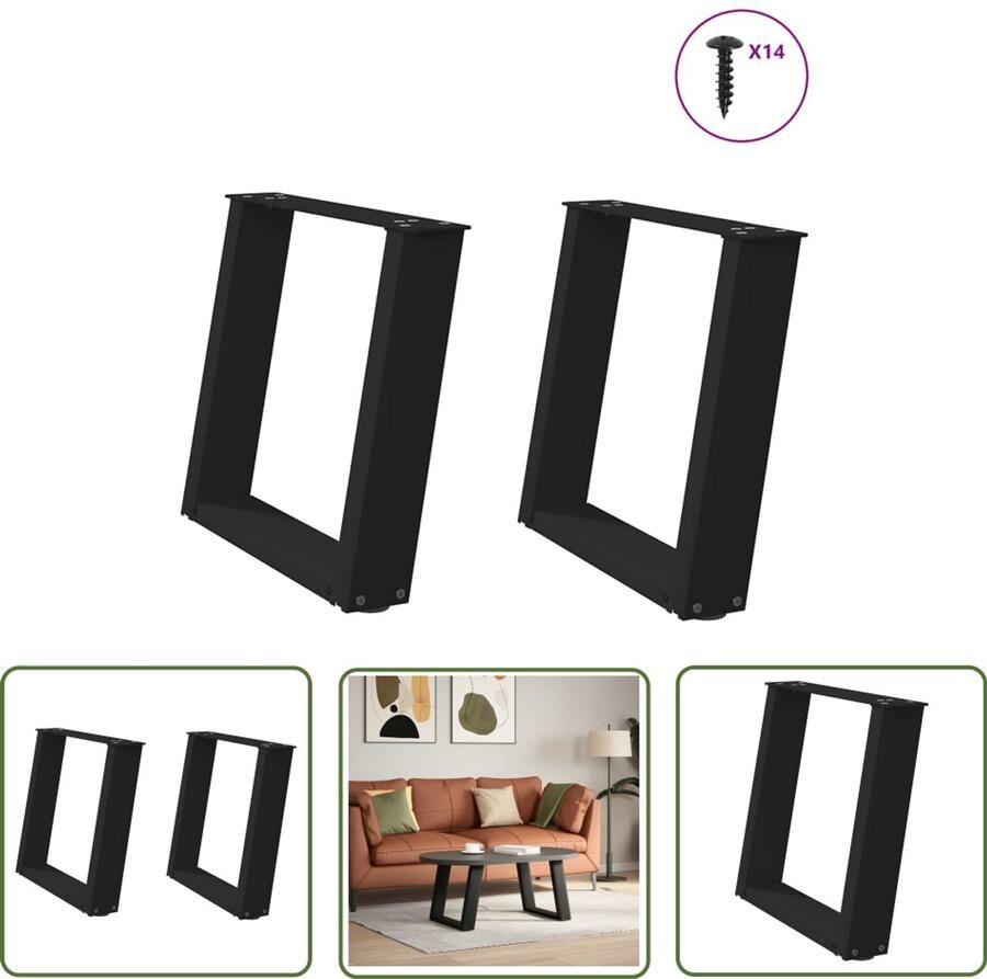 The Living Store Salontafelpoten 2 st U-vormig 50x(42-43) cm staal zwart Salontafel Potten Metalen Tafelpoten Zwarte Tafelpoten Salontafel Onderstel Tafelpoten Modern