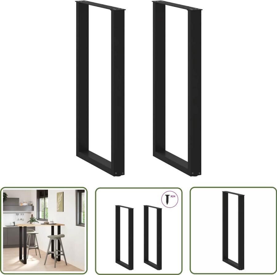 The Living Store Salontafelpoten 2 st U-vormig 60x(110-111) cm staal zwart Salontafelpoten Zwarte Salontafelpoten Metalen Salontafelpoten U-vormige Salontafelpoten Salontafel Onderstel