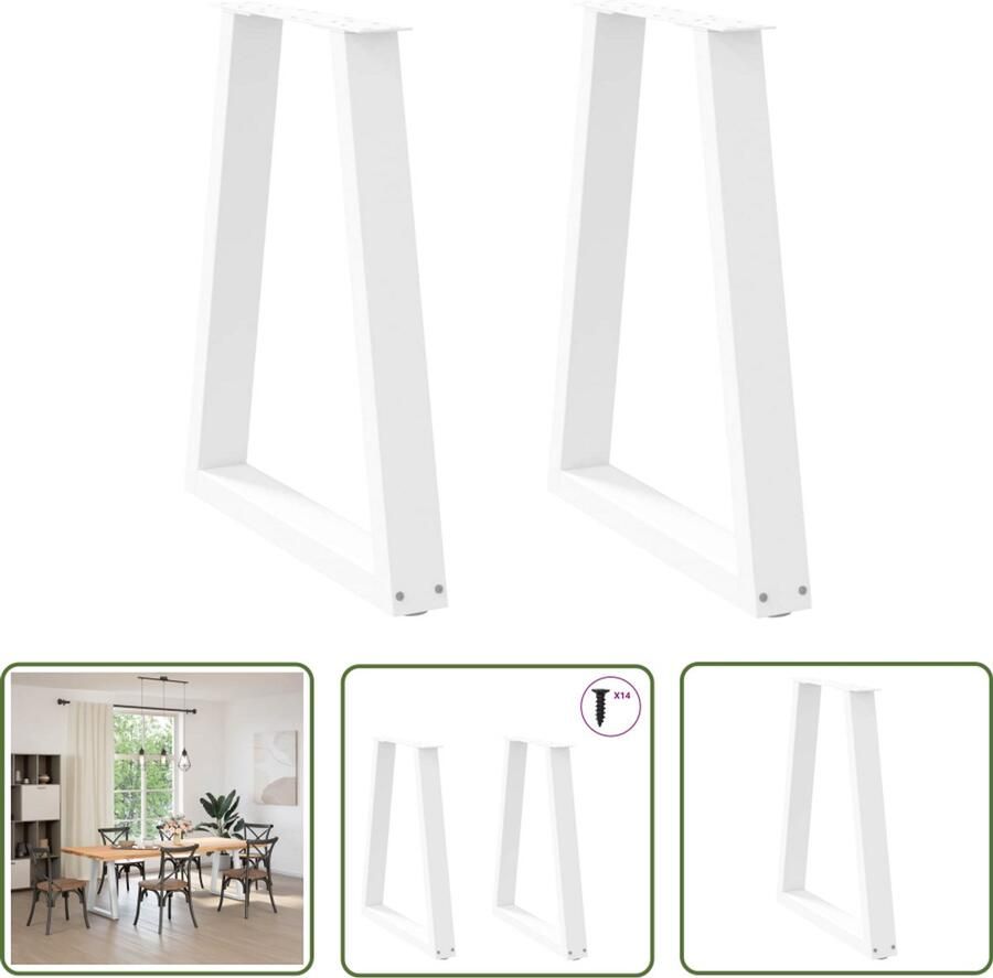 The Living Store Salontafelpoten 2 st V-vormig 50x(72-73) cm staal wit Salontafel Pot Salontafel Poten V-vormige Tafelpoten Witte Tafelpoten Metalen Tafelpoten