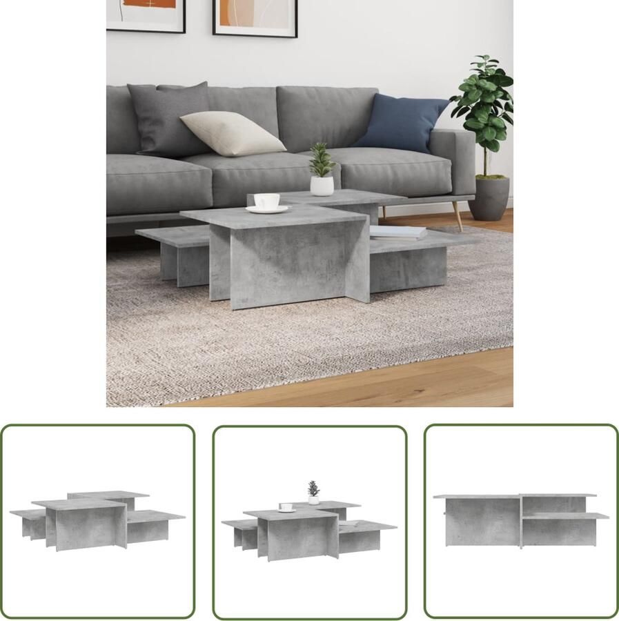 The Living Store Salontafels Betongrijs 111.5x50x33 cm Bewerkt hout Trendy design Salontafel Beton Grijs Houten Salontafel Modern Meubilair Trendige Salontafel - Foto 2
