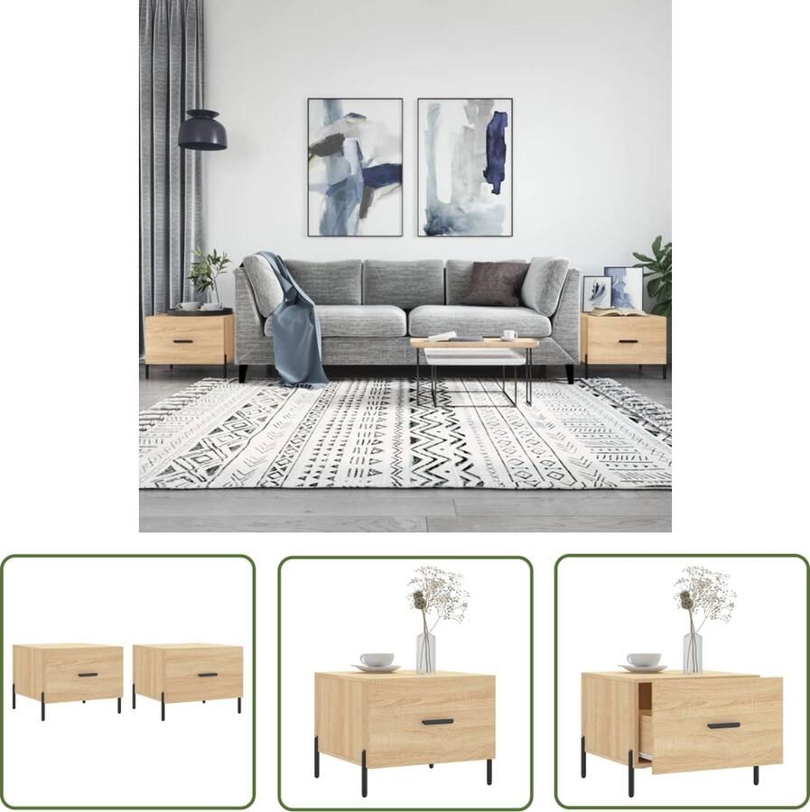 The Living Store Salontafel Sonoma eiken 50 x 50 x 40 cm Voldoende opbergruimte Salontafel Bijzettafel Houten Salontafel Salontafeltje Eiken Salontafel - Foto 3
