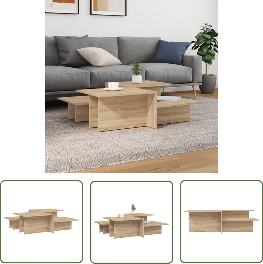 The Living Store Salontafels Sonoma Eiken Bewerkt Hout 111.5 x 50 x 33 cm Trendy Design Salontafel Salontafeltje Houten Salontafel Eiken Salontafel Design Salontafel - Foto 3