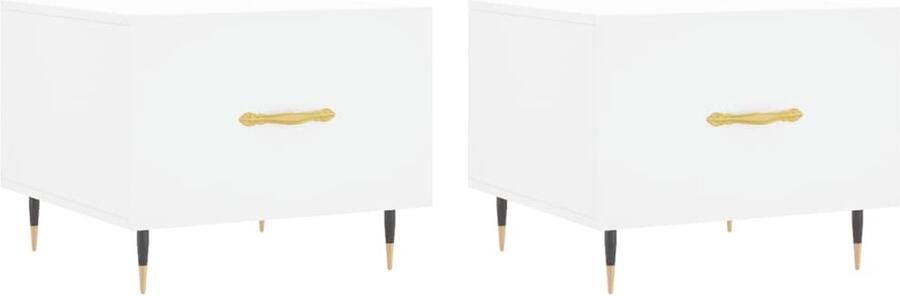 The Living Store Salontafels Wit 50 x 50 x 40 cm Hoge kwaliteit bewerkt hout en ijzer Salontafel Bijzettafel Houten Salontafel Witte Salontafel Salontafeltje - Foto 2