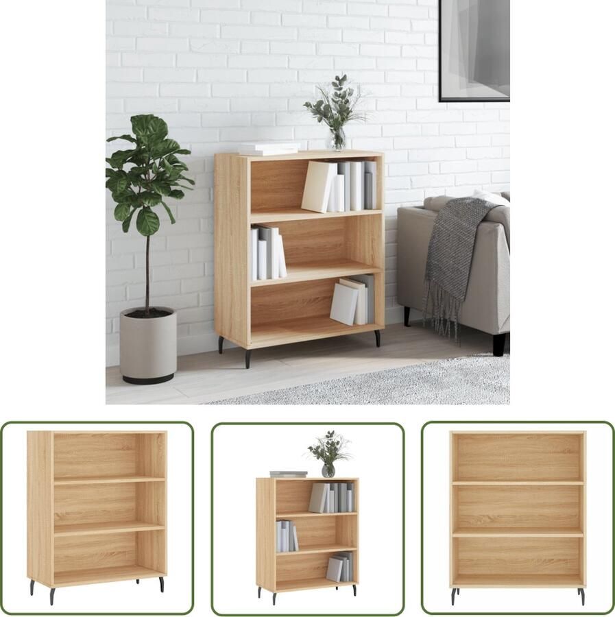 The Living Store Schappenkast 69 5x32 5x90 cm bewerkt hout sonoma eikenkleurig Schappenkast Houten Kast Salontafel Woonkamerdecoratie Opslagruimte