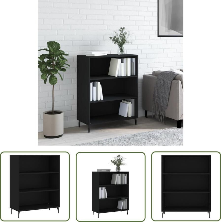 The Living Store Schappenkast 69 5x32 5x90 cm bewerkt hout zwart Schappenkast Houten Kast Opbergkast Zwarte Kast Woonaccessoires