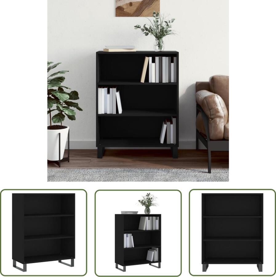 The Living Store Schappenkast 69 5x32 5x90 cm bewerkt hout zwart Schappenkast Houten Kast Zwarte Kast Opbergkast Woonaccessoires