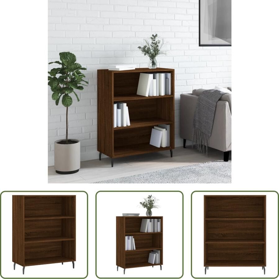 The Living Store Schappenkast 69 5x32 5x90 cm bewerkt hout bruin eikenkleur Schappenkast Houten Kast Opbergkast Bruine Eiken Modern Design