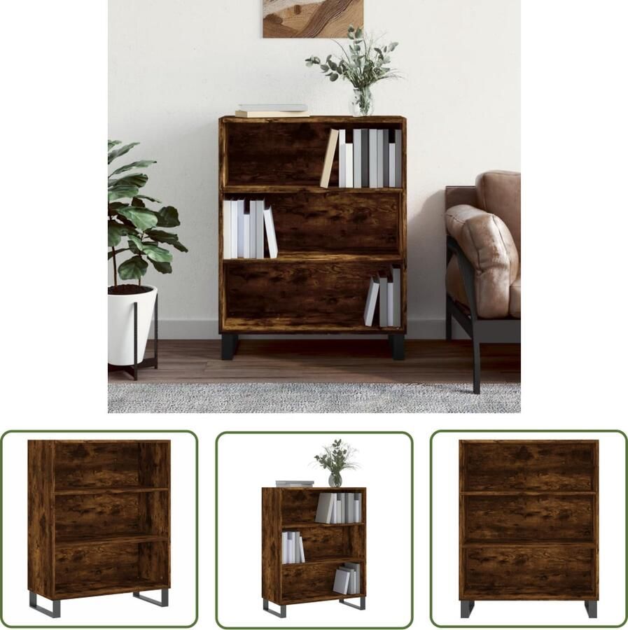 The Living Store Schappenkast Opbergkast 69.5 x 32.5 x 90 cm Gerookt eiken