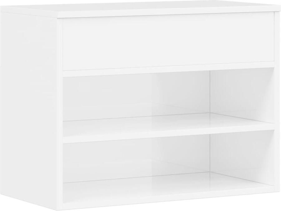 The Living Store Opbergbank White 60x30x45 cm Schoenenkast met 2 schappen en bak Montage vereist Schoenenbank Opbergbank Houten Bank Witte Bank Shoe Storage - Foto 2
