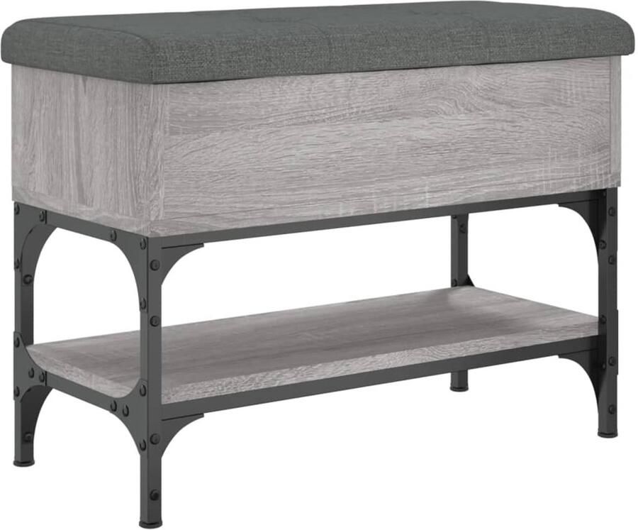 VidaXL Schoenenbank 62x32x45 cm bewerkt hout grijs sonoma eikenkleurig Schoenenbankje Schoenenbankjes Halbankje Opbergbankje