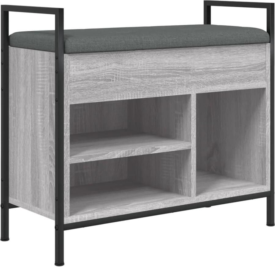 VidaXL Schoenenbankje Schoenenbankjes Halbankje Opbergbankje Schoenenbank 65 5x32x57 5 cm bewerkt hout grijs sonoma
