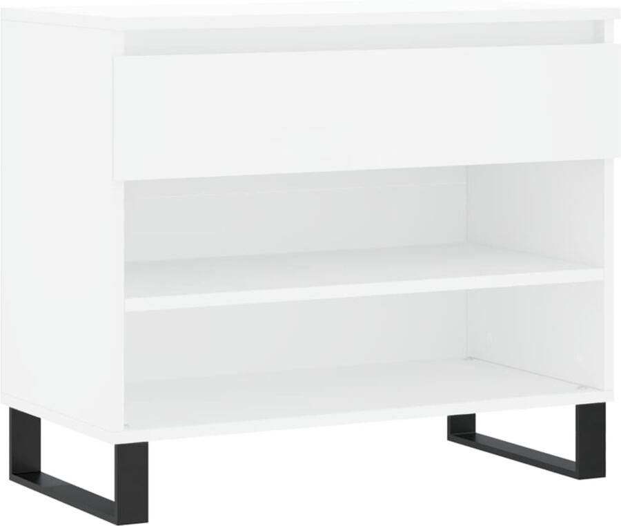 The Living Store Schoenenkast 70x36x60 cm bewerkt hout wit Schoenenkast Houten Schoenenkast Witte Schoenenkast Schoenen Organisatie Bergruimte