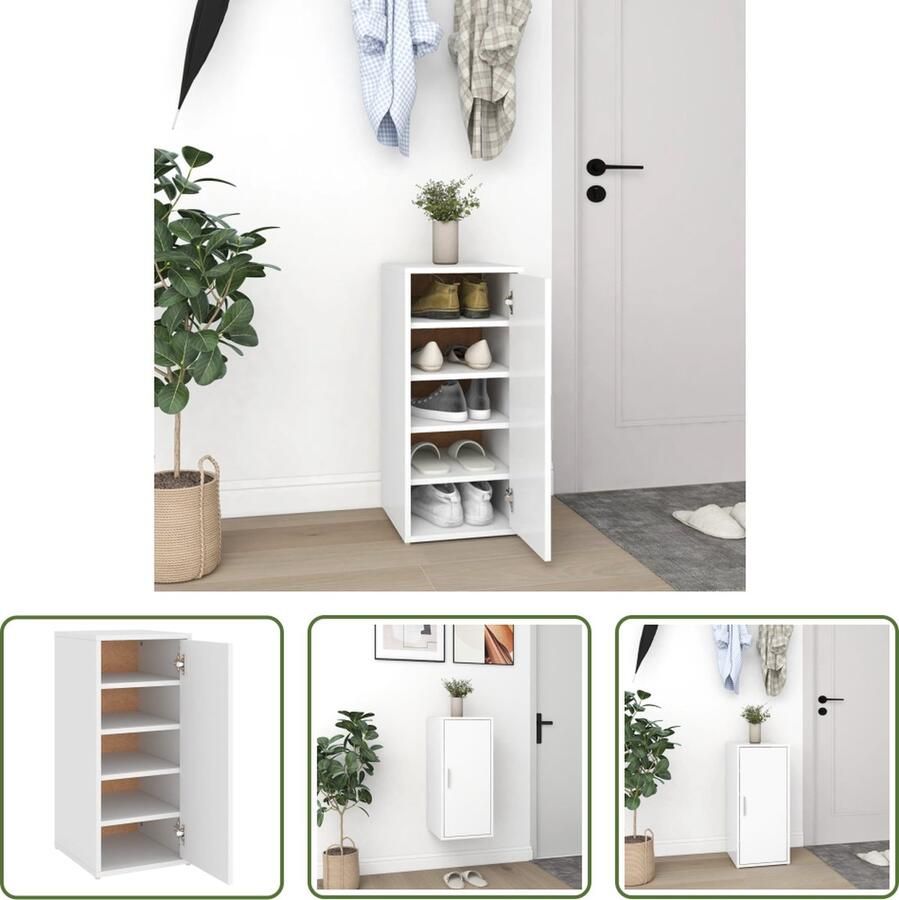 The Living Store Schoenenkast Basic Wit 32x35x70 cm Opbergen en beschermen Montage vereist Schoenenkast Schoenenopbergers Organisatie Bergruimte Entreehal - Foto 2