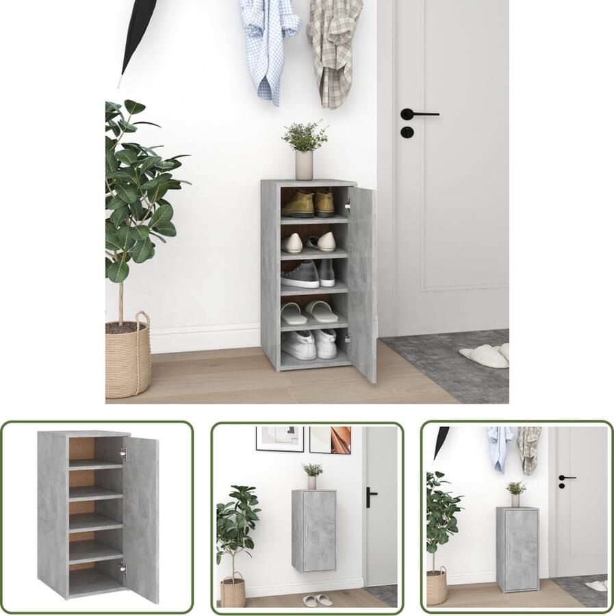 The Living Store Schoenenkast Betongrijs 32 x 35 x 70 cm Duurzaam en Stevig - Foto 2