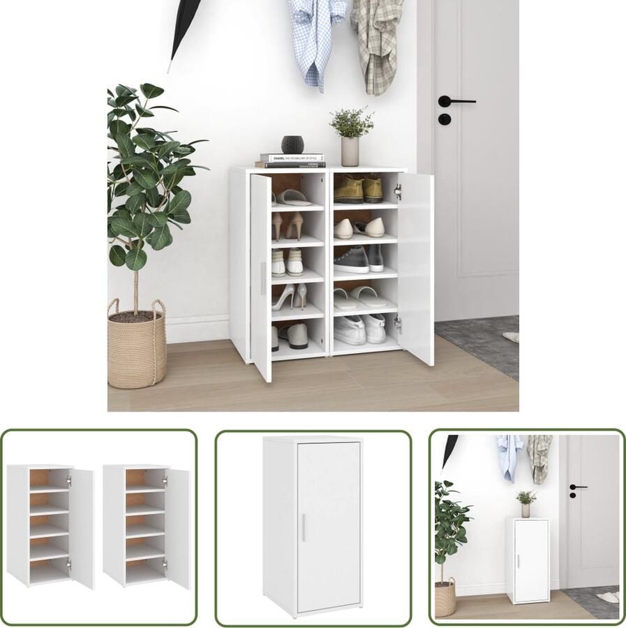 The Living Store Schoenenkast Schoenenopbergers Wit 32 x 35 x 70 cm Bewerkt hout Schoenenkast Schoenenopbergers Kastje Schoenen Houten Schoenenkast Wit Schoenenkast