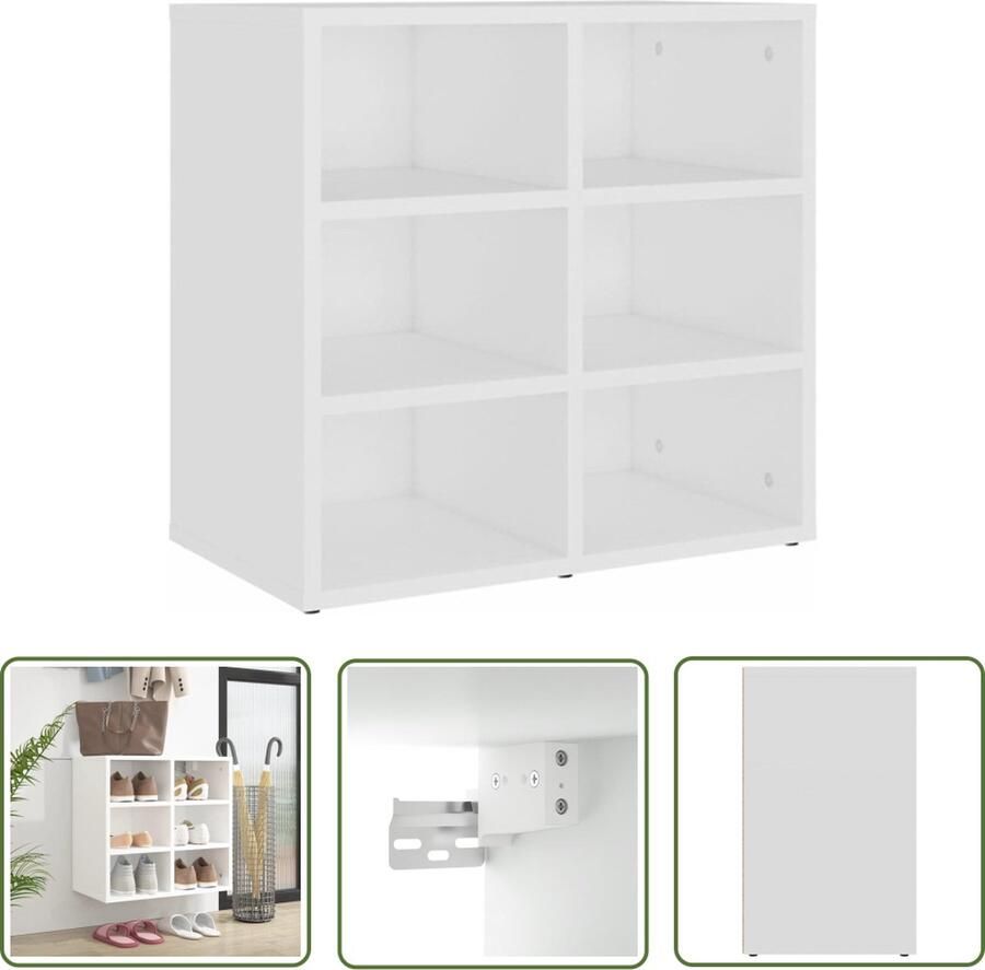 The Living Store Schoenenkast Trendy Meubel 52.5 x 30 x 50 cm Wit Schoenenkast Houten Schoenenkast Wit Schoenenkast Kleine Schoenenkast Opbergkast - Foto 3