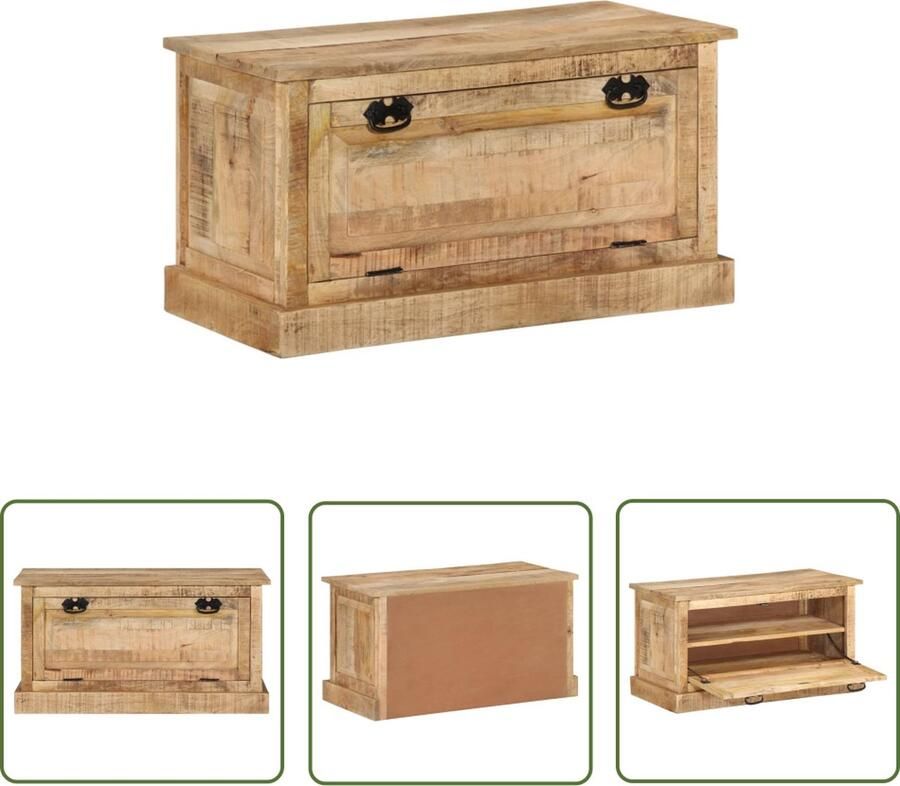 The Living Store Schoenenopbergbank Mangohout 85 x 40 x 45 cm Uniek design Schoenenopbergbank Schoenuitlegger Mangohout Meubilair Houten Bank Entreebank - Foto 2