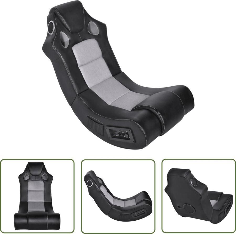 The Living Store Schommelstoel Kunstleer Zwart 51 x 94 x 78 cm Met 2 3D Digitale Luidsprekers - Foto 2