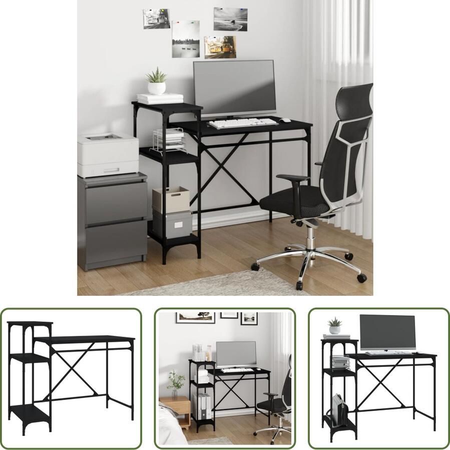 The Living Store Schrijftafel Industrieel 105 x 50 x 90 cm Bewerkt hout en ijzer Schrijfbureau Industrieel Bureau Houten Bureau Metalen Bureau Bureaublad - Foto 2