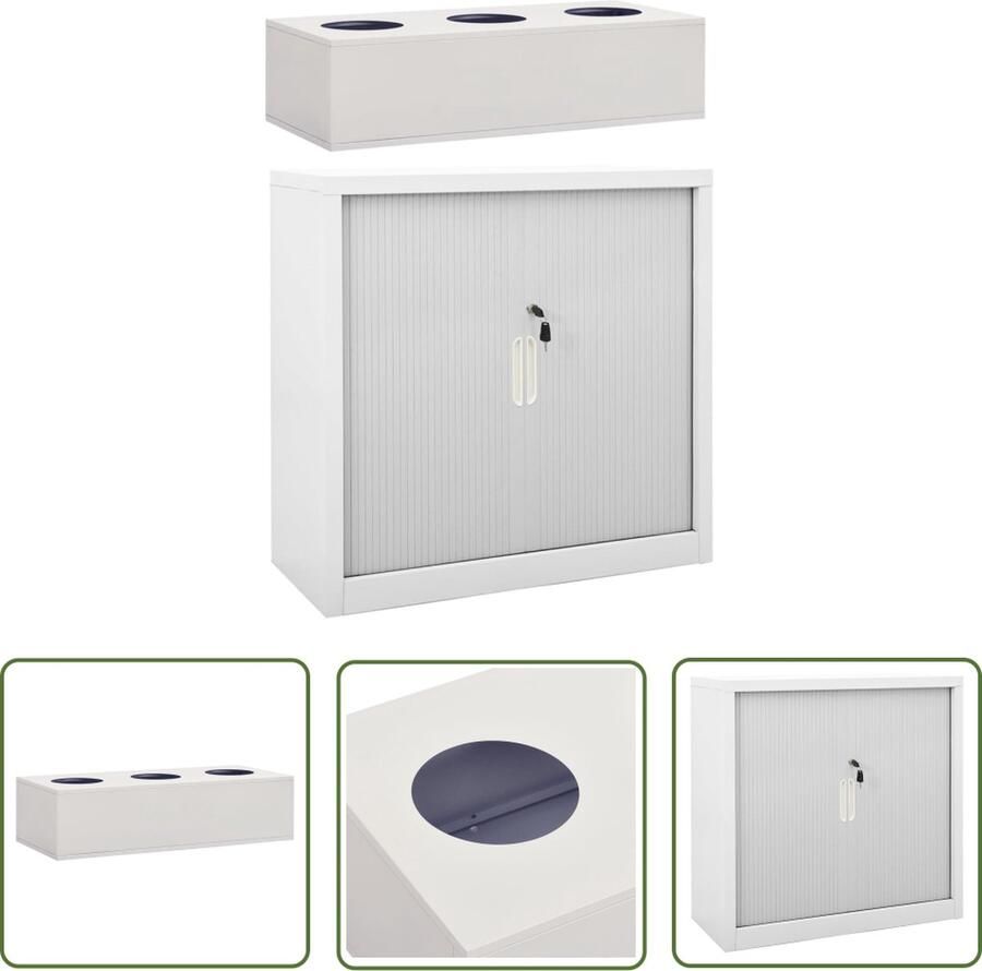 The Living Store Schuifdeurkast Lichtgrijs Staal 90 x 40 x 90 cm 2 Verstelbare Schappen Met Slot - Foto 3