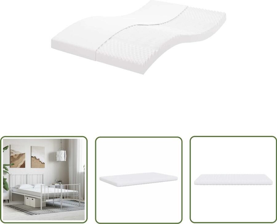The Living Store Schuimmatras 7 zones hardheid 20 ILD 140x220 cm wit Slaapcomfort Matras Schuimmatras 7 Zone Matras Pocketvering Matras