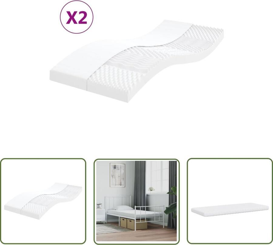 The Living Store Schuimmatras Schuimmatrassen 90x190x10 cm Duurzame stof Zachte vulling 7-Zone matras Onderhoudsvriendelijk Wit Schuimmatras Matras Kopen Tweepersoons Matras Slaapcomfort Zachte Matras - Foto 2