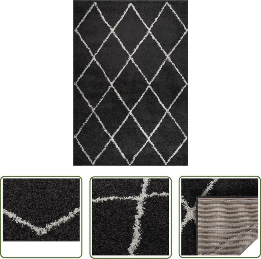 The Living Store Shaggy Vloerkleed 160 x 230 cm Crème en Antraciet