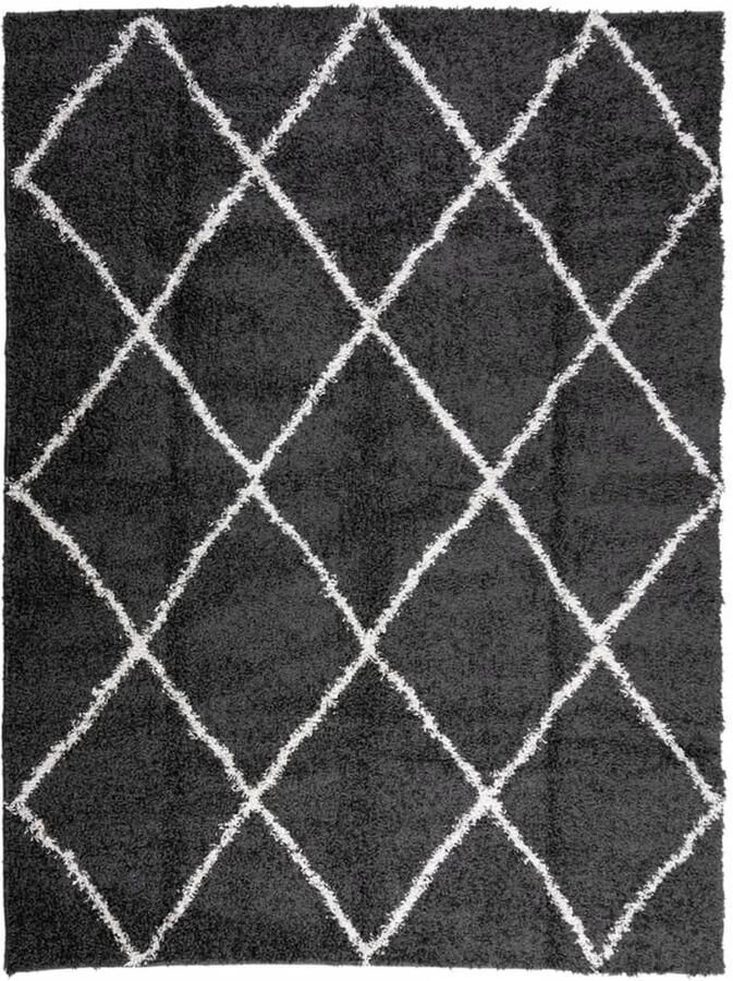 The Living Store Shaggy vloerkleed 300 x 400 cm zwart en crème 100% polypropeen 30 mm poolhoogte Shaggy Vloerkleed Zwart Creme Vloerkleed Groot Vloerkleed Woonkamer Vloerkleed Slaapkamer - Foto 2