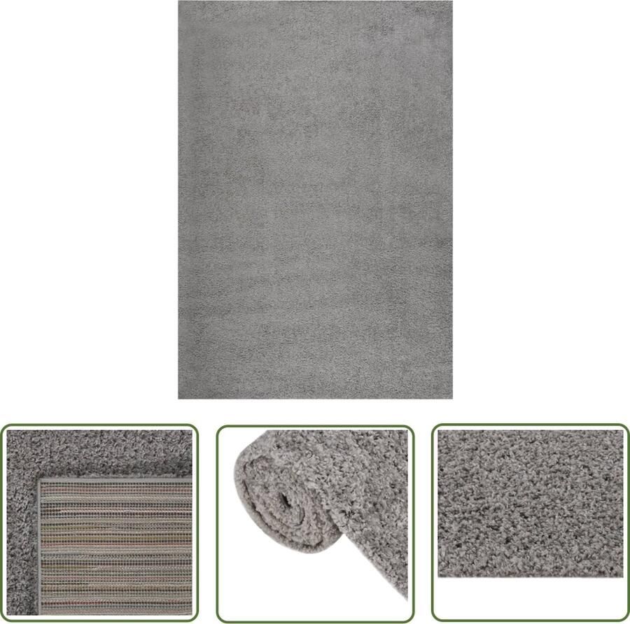 The Living Store Shaggy Vloerkleed Grijs 160 x 230 cm 100% PP Poolhoogte 30 mm