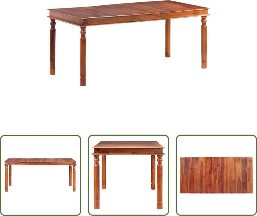 The Living Store Sheesham Houten Eettafel 180 x 90 x 76 cm Honingkleurige Afwerking - Foto 2