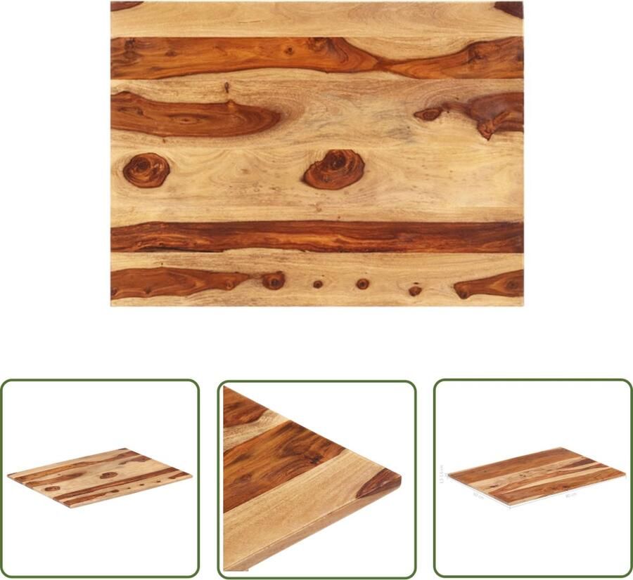 The Living Store Sheesham Houten Tafelblad 60x80 cm Rustieke Charme Houten Tafelblad Acacia Hout Vintage Tafelblad Landelijke Tafel Salontafel - Foto 2