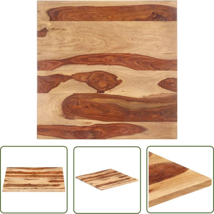 The Living Store Sheesham Tafelblad 60 x 60 cm Rustieke charme Massief sheeshamhout Tafelblad Acacia Hout Vintage Tafel Landelijke Tafel Salontafel - Foto 2
