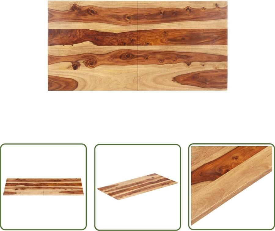 The Living Store Sheeshamhouten Tafelblad 60 x 120 cm Rustieke charme Massief hout Duurzaam Geschikt voor omgevingen Unieke kleuren Inclusief houtsteunen - Foto 3