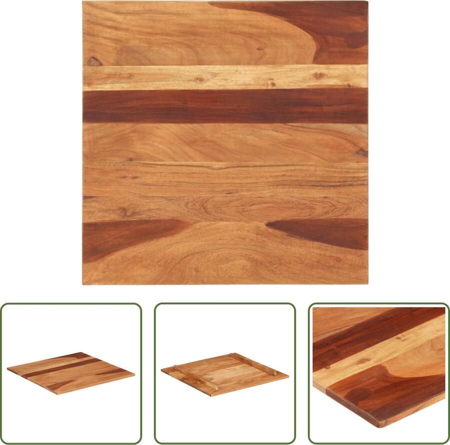 The Living Store Sheeshamhouten Tafelblad 60 x 60 cm Duurzaam en Gemakkelijk Schoon te Maken Tafeltblad Acacia Hout Salontafel Eettafel Vintage Tafel - Foto 2