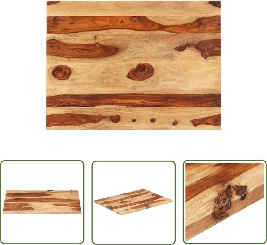The Living Store Sheeshamhouten Tafelblad 60 x 80 cm Rustieke Charme Massief hout Uniek Tafelblad Acacia Hout Landelijke Stijl Vintage Tafelblad Salontafel - Foto 2