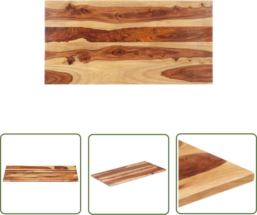 The Living Store Sheeshamhouten tafelblad 60x100 cm Rustieke charme Massief hout Tafelblad Acacia Hout Landelijke Stijl Vintage Tafel Rustic Decor - Foto 3