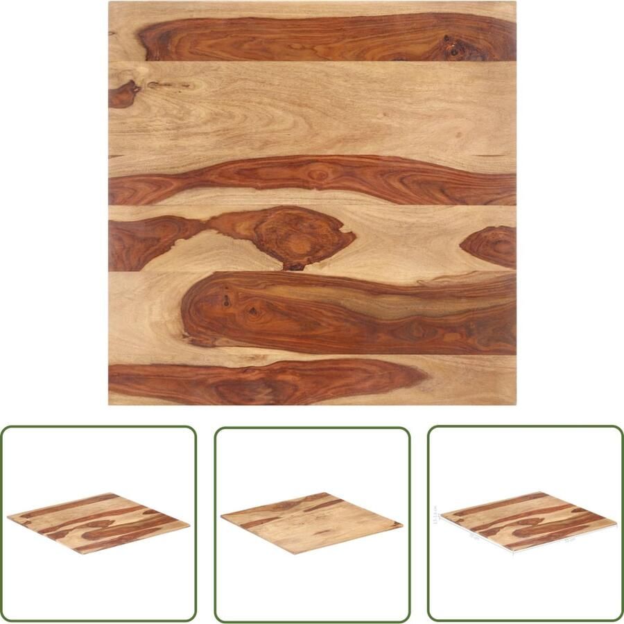 The Living Store Sheeshamhouten Tafelblad 70 x 70 cm Duurzaam en Rustiek Tafelblad Acacia Hout Landelijke Stijl Vintage Tafel Salontafel - Foto 2