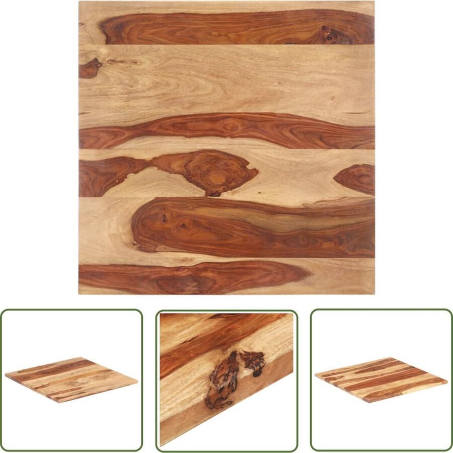 The Living Store Sheeshamhouten Tafelblad 70 x 70 cm Rustieke charme Massief hout 25-27 mm Tafelblad Acacia Hout Vintage Tafel Landelijke Tafel Salontafel - Foto 2