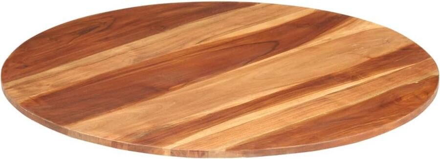 The Living Store Sheeshamhouten Tafelblad 80 cm diameter Rustieke charme Massief hout Uniek en duurzaam Tafelblad Acacia Hout Ronde Tafel Vintage Tafel Landelijke Tafel - Foto 2