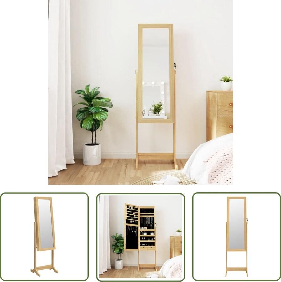 The Living Store Sieradenkast met LED-verlichting 42 x 38 x 151.5 cm Duurzaam materiaal Sieraden Kast Juwelen Organizer Make Up Organiser Led Verlichting Spiegeltje