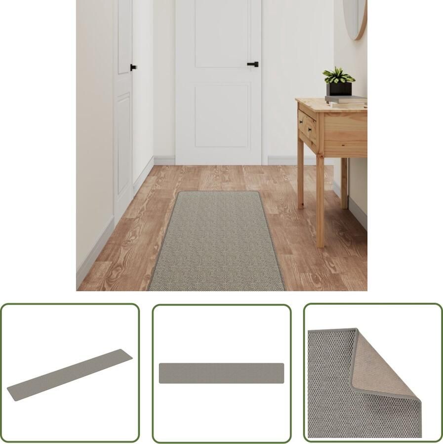 The Living Store Sisal-look tapijtloper 50 x 300 cm Zilver 5mm dik 1375 g mÂ² Polypropeen