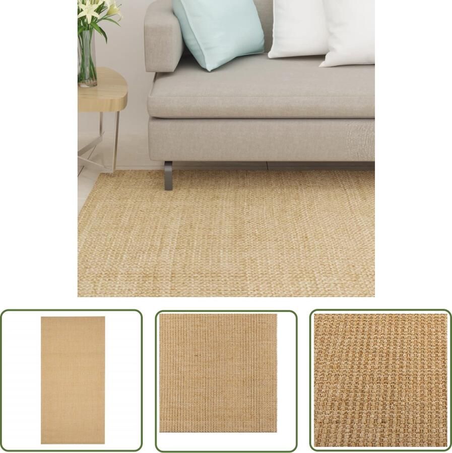 The Living Store Sisal Vloerkleed 100 x 200 cm Anti-slip 100% sisal Vloerkleed Sisal Tapijt Natuurtapijten Bruine Vloerkleed Anti Slip Vloerkleed - Foto 2