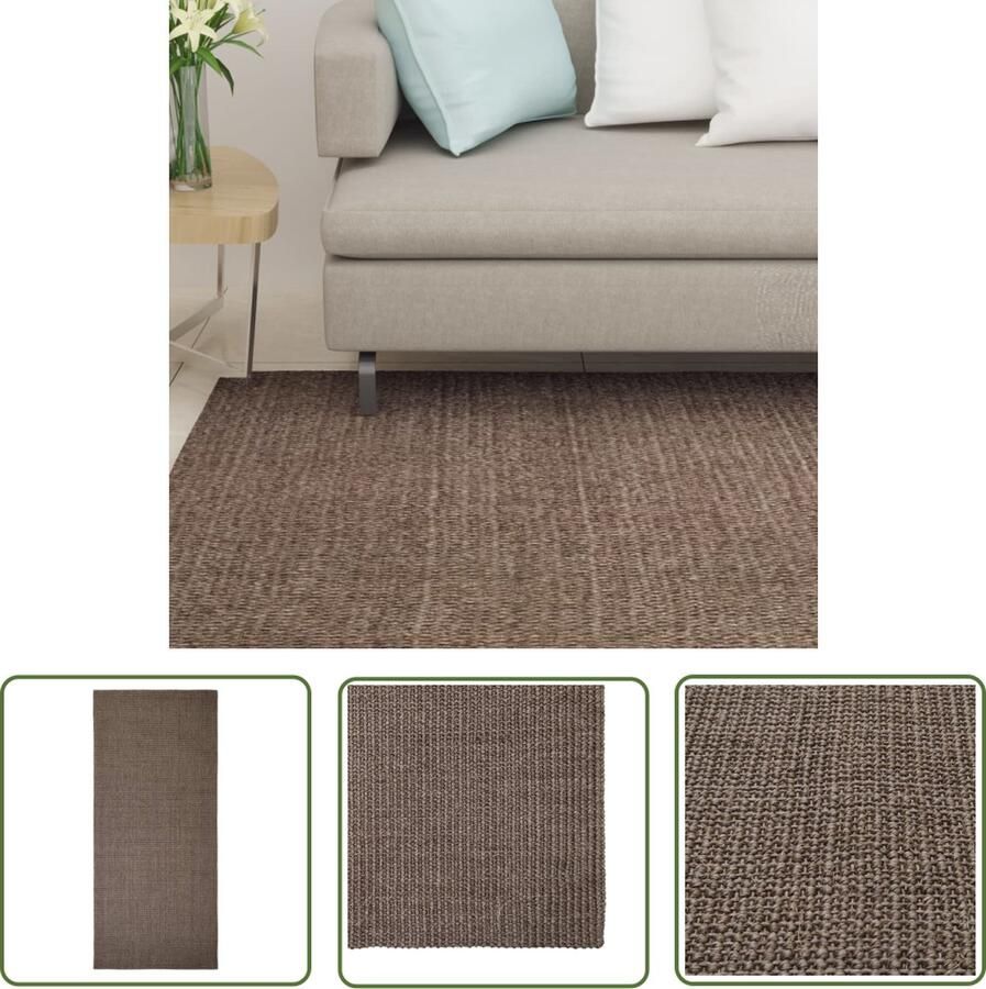 The Living Store Sisal Vloerkleed Bruin 66 x 150 cm Anti-slip 100% Sisal
